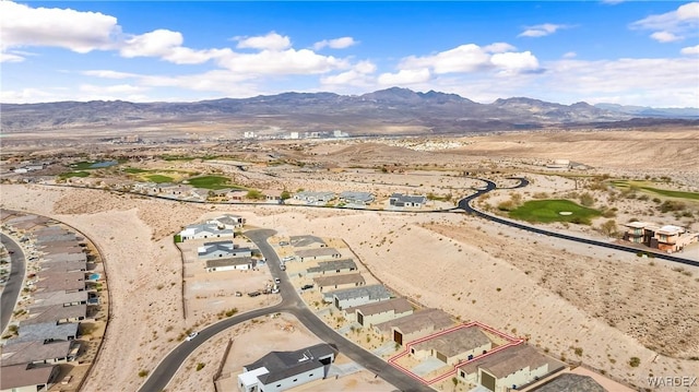 aerial view featuring a residential view and a mountain view