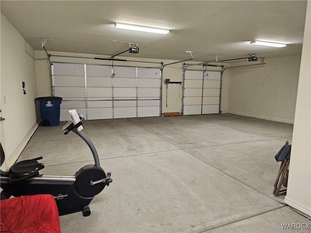 garage with a garage door opener