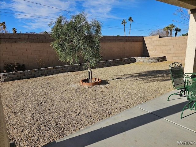 view of yard with a fenced backyard