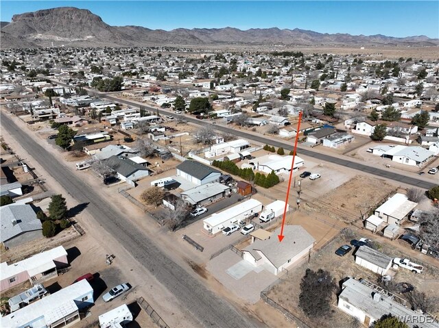 aerial view featuring a residential view and a mountain view