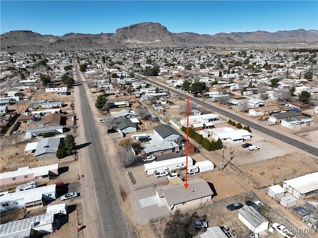 aerial view featuring a residential view and a mountain view