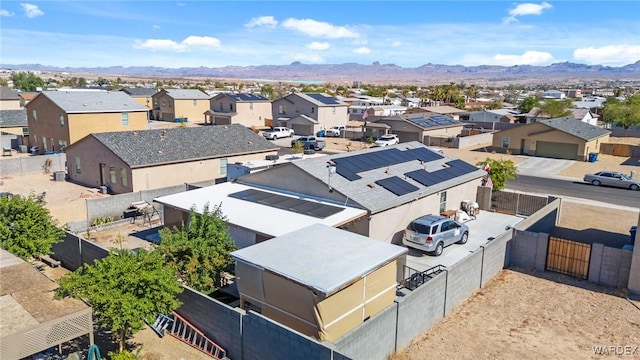 aerial view featuring a residential view and a mountain view