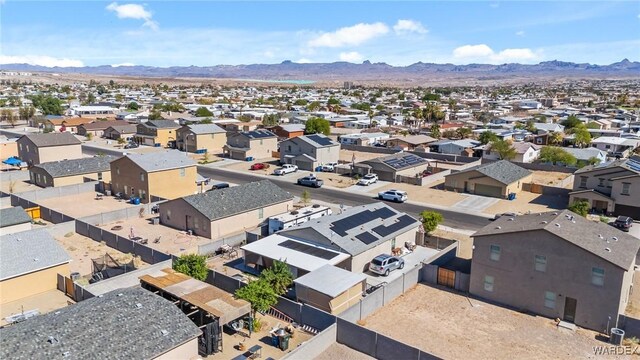 aerial view featuring a residential view and a mountain view