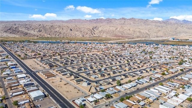 bird's eye view featuring a residential view and a mountain view