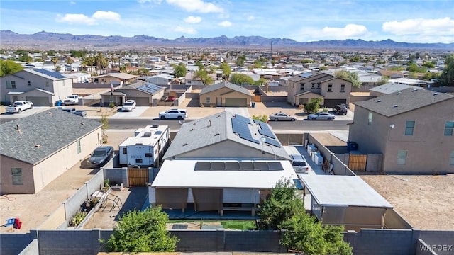 birds eye view of property featuring a residential view and a mountain view