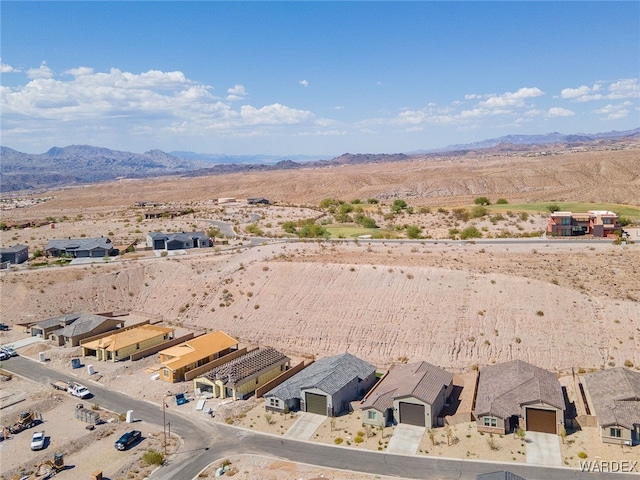 bird's eye view featuring a residential view and a mountain view