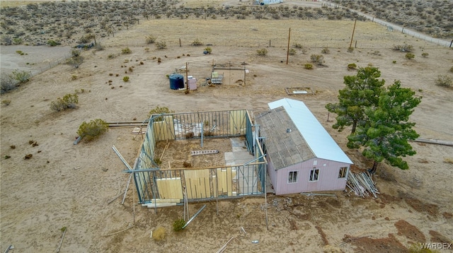 bird's eye view with a desert view