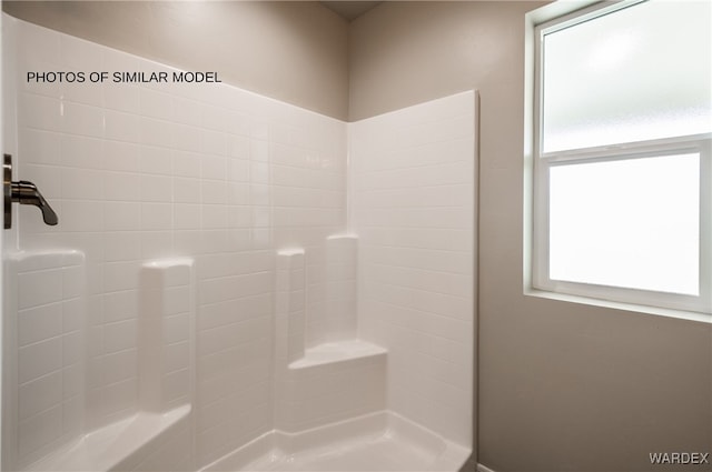 full bath featuring walk in shower and plenty of natural light