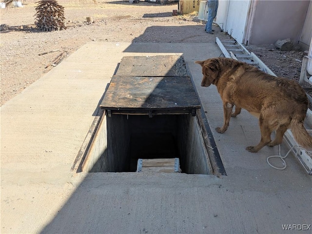 view of storm shelter