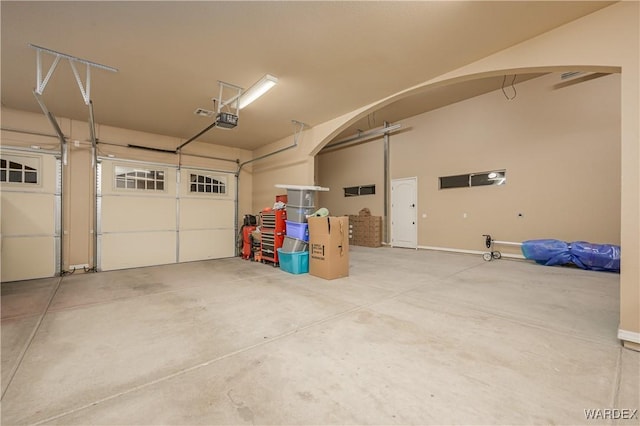 garage with a garage door opener