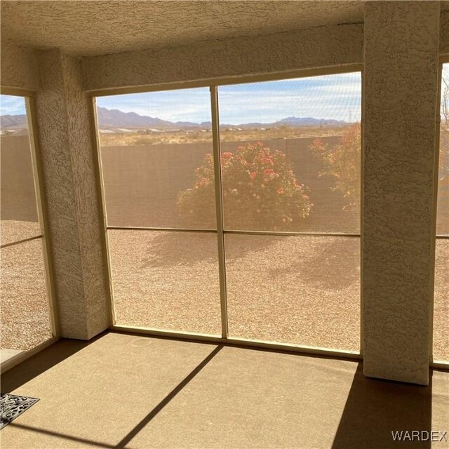 interior details featuring a mountain view