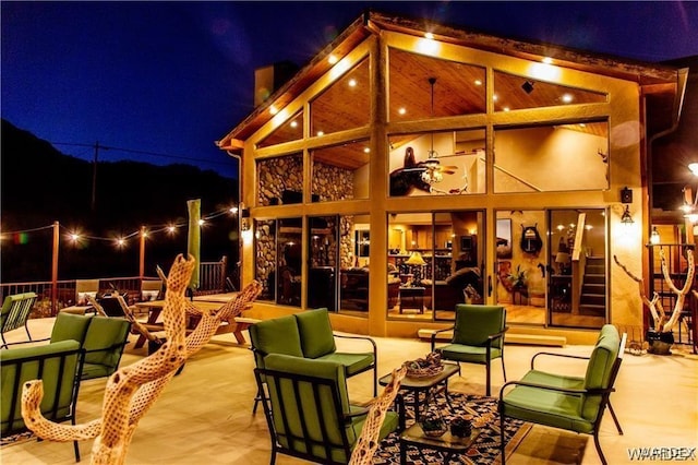 view of patio at twilight