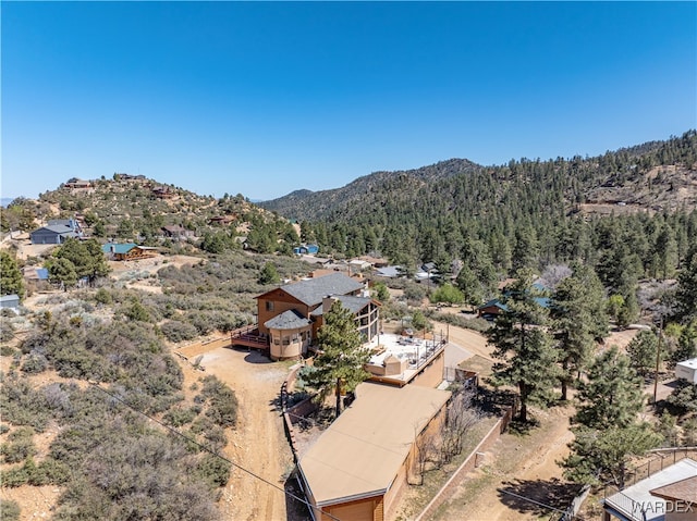 birds eye view of property with a mountain view