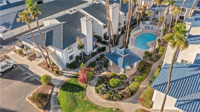 aerial view with a residential view