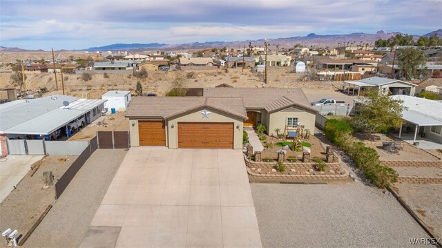 aerial view with a residential view and a mountain view