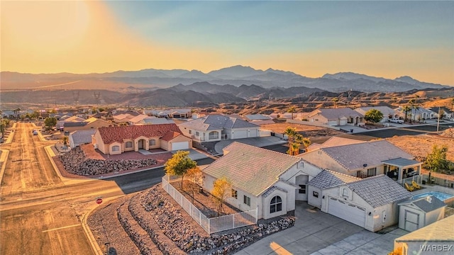 aerial view with a residential view and a mountain view