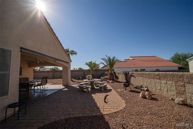 view of patio with a fenced backyard