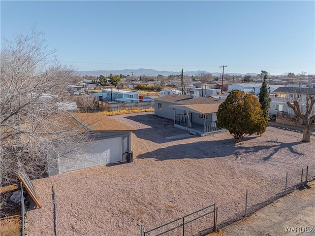 aerial view featuring a residential view and a mountain view