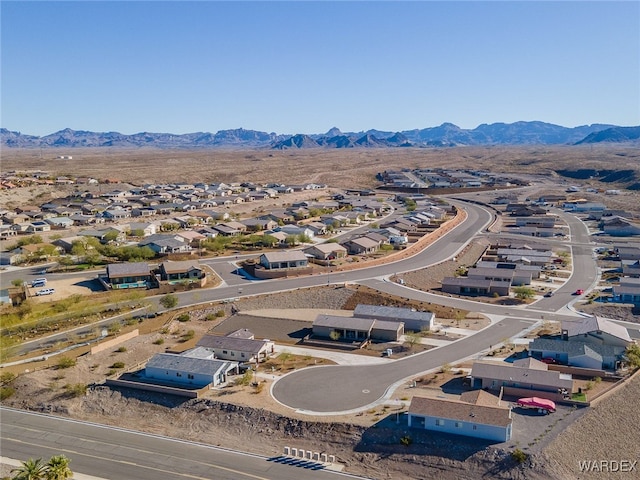 aerial view featuring a residential view and a mountain view