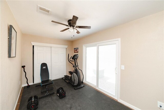 3048 Mallory Loop, Kingman, AZ 86401 - exercise area with ceiling fan and baseboards