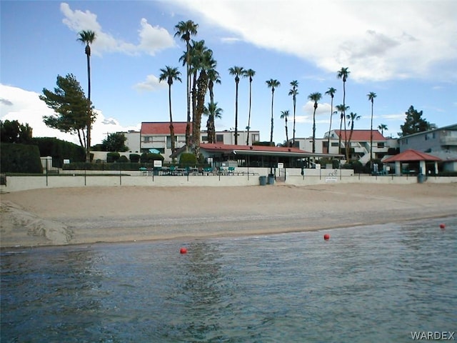 property view of water with fence