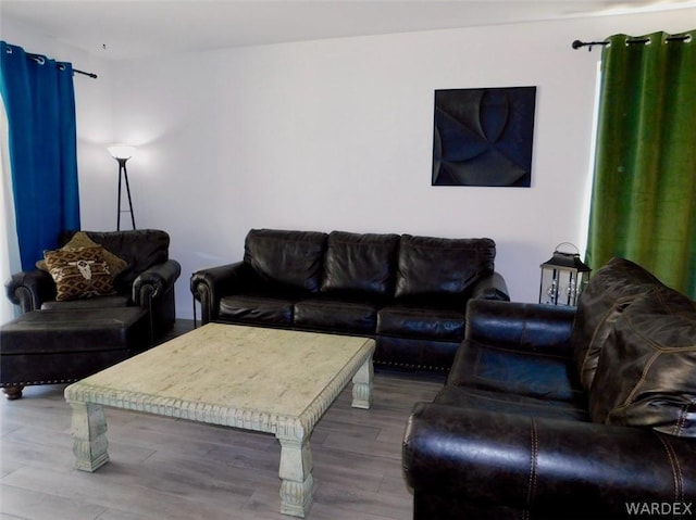 living area featuring wood finished floors