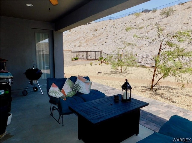 view of patio with a fenced backyard