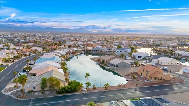 aerial view at dusk with a residential view