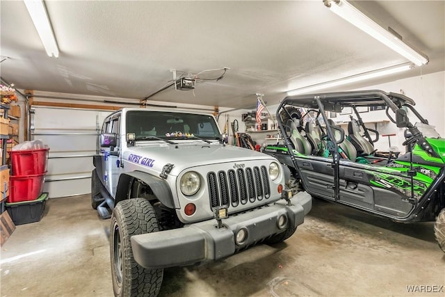 garage with a garage door opener