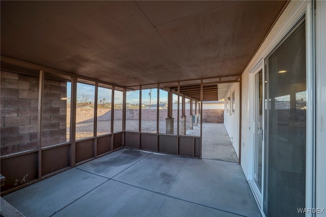 view of unfurnished sunroom