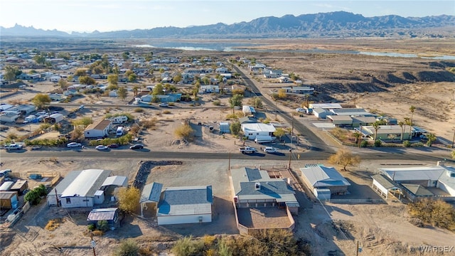 drone / aerial view with a residential view and a mountain view