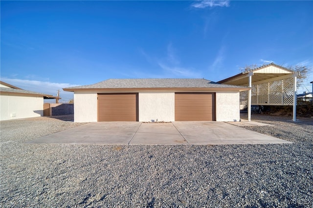 view of detached garage