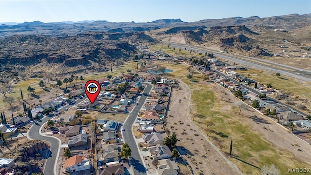 bird's eye view featuring a residential view and a mountain view