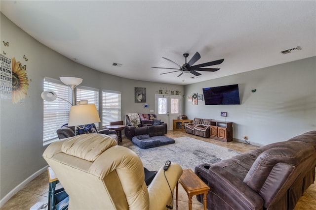 1919 Richardo Ave, Bullhead City, AZ 86442 - living area featuring baseboards, ceiling fan, and light tile patterned floors