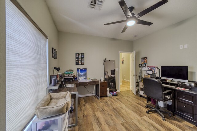 1919 Richardo Ave, Bullhead City, AZ 86442 - office featuring light wood finished floors and a ceiling fan