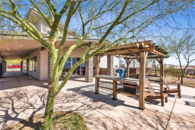 view of patio with a pergola