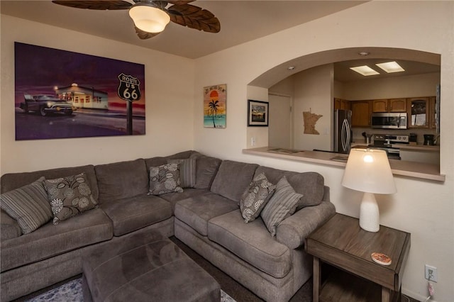 1650 Smoketree Ave Unit 103, Lake Havasu, AZ 86403 - living room featuring arched walkways and ceiling fan