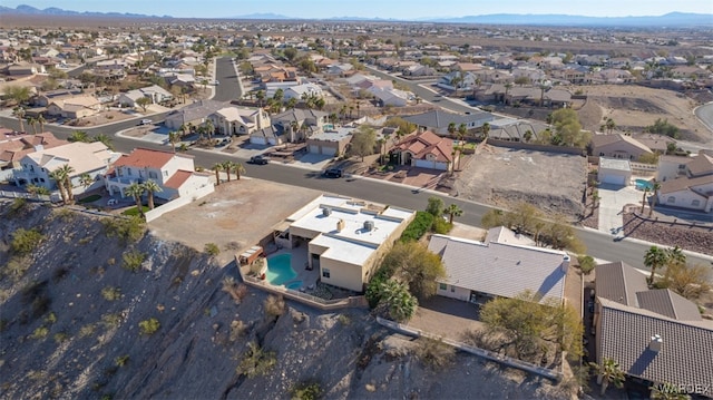 aerial view featuring a residential view and a mountain view