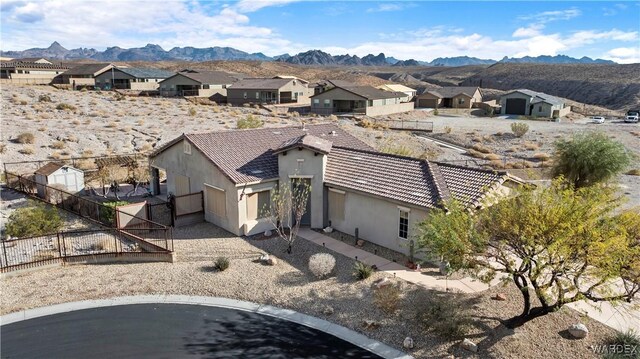 aerial view with a residential view and a mountain view