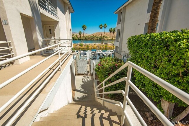 balcony with a water view