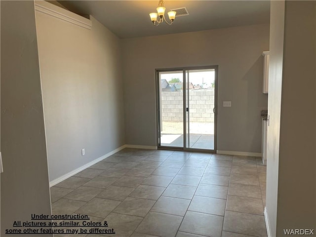 4939 N Famoso Dr, Kingman, AZ 86409 - empty room with a chandelier, baseboards, and light tile patterned flooring