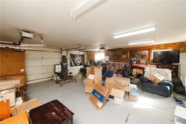 garage with a garage door opener