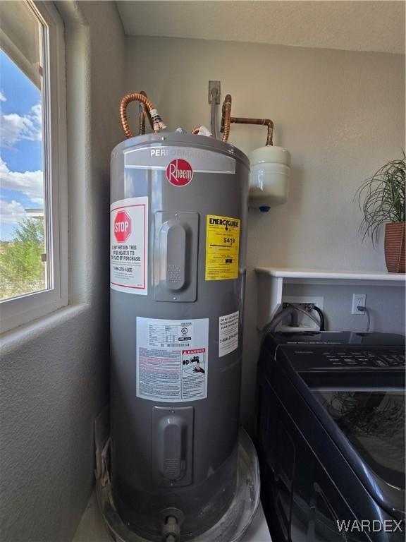 utility room featuring electric water heater