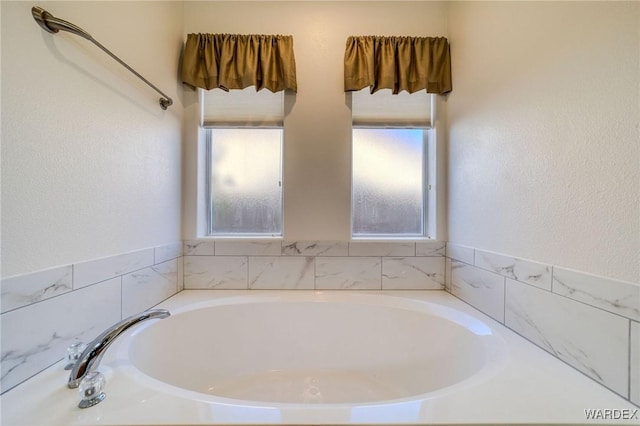 bathroom with a bath and a wealth of natural light