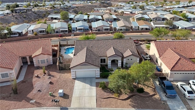 drone / aerial view with a residential view