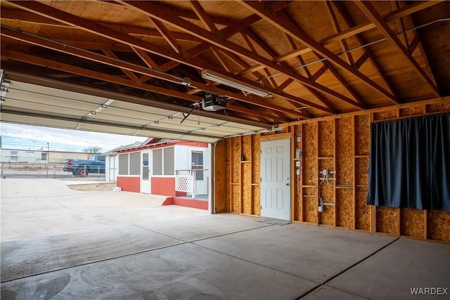 garage with a garage door opener