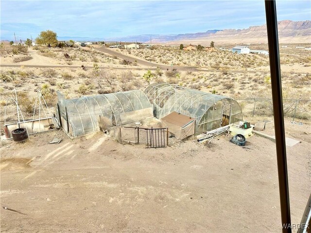 exterior space with view of desert