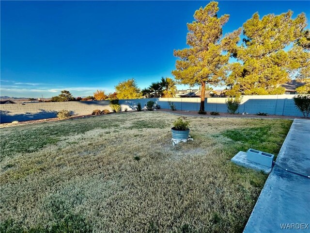 view of yard featuring a fenced backyard