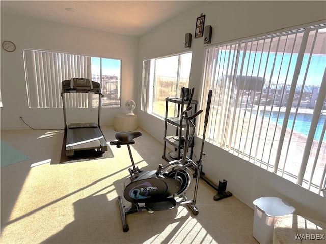 exercise area with a view of the beach