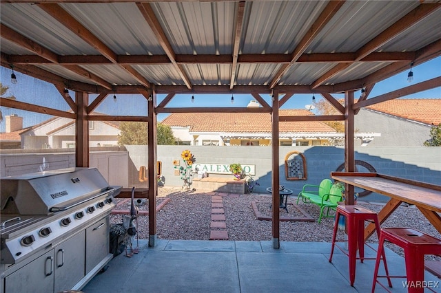 view of patio / terrace featuring a grill and a fenced backyard